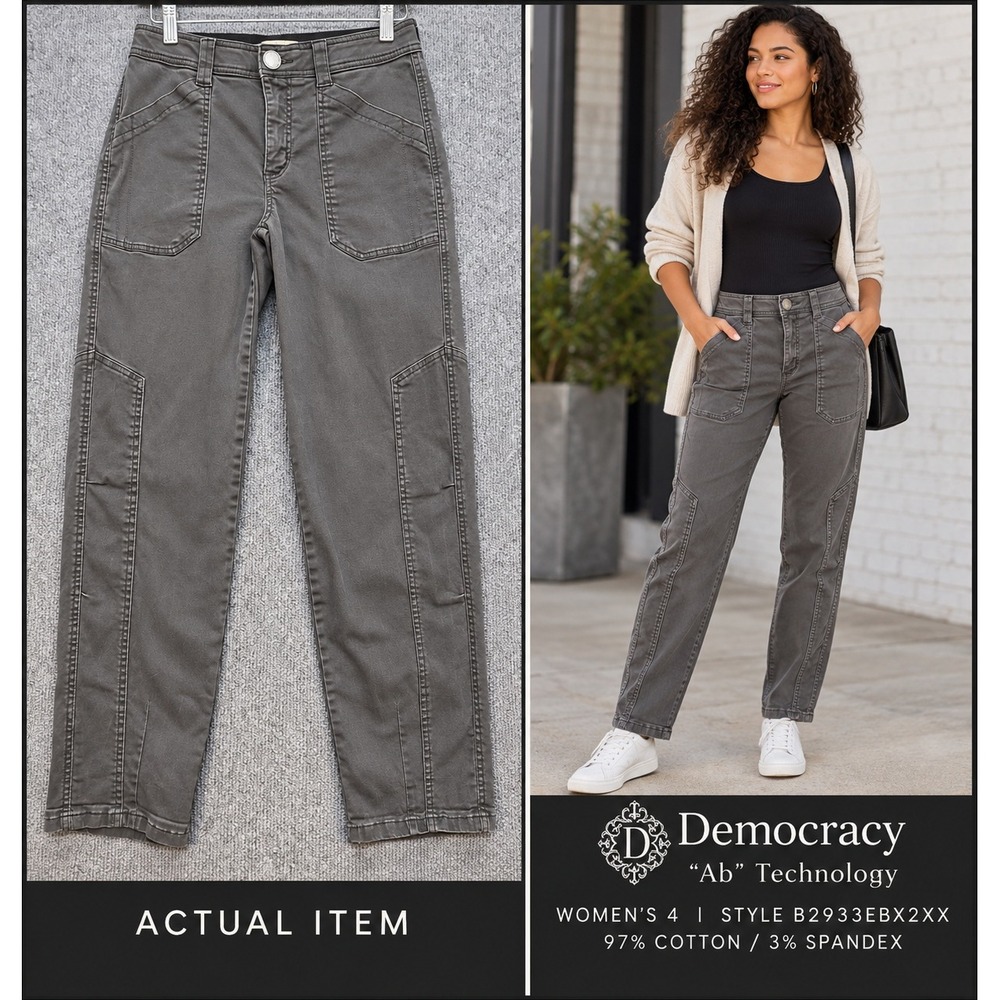 Democracy Utility Pants Womens Ab Solution Straight Leg Grey 4 EX Gorpcore